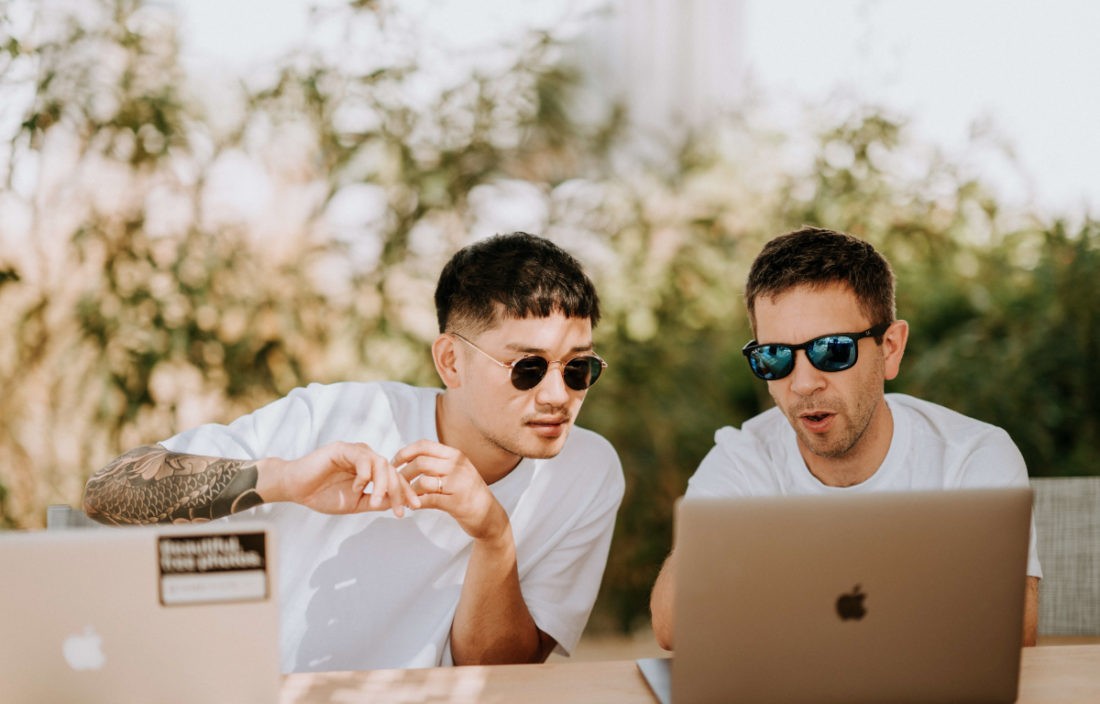 two guys discuss success